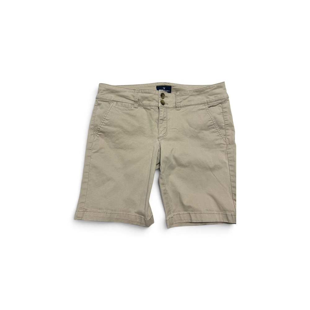 American Eagle Outfitters Womens Khaki Bermuda Stretch Cotton Shorts Size 2